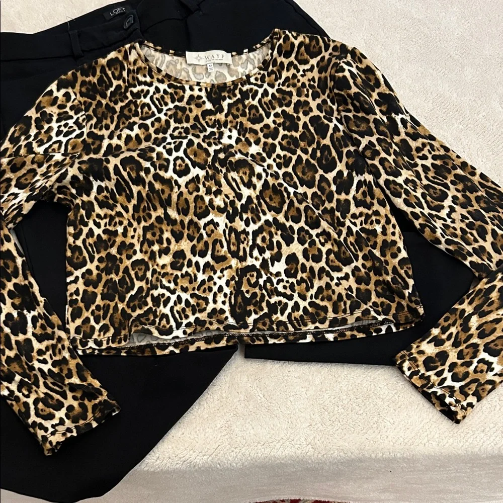 Wayf Animal Print Top with Neutral Tones - Picture 1 of 5
